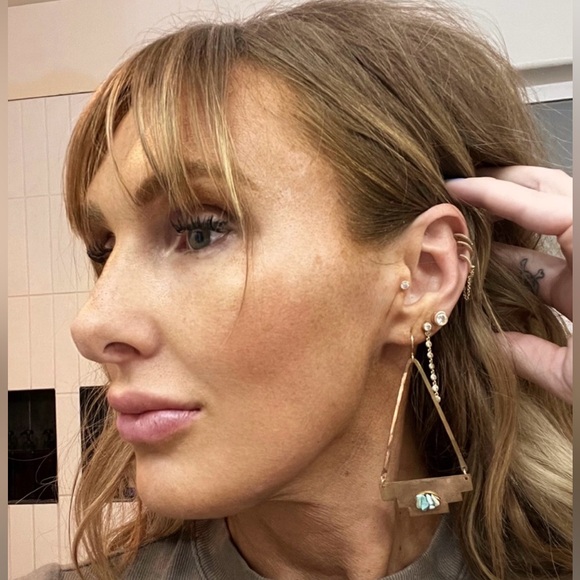 Boho turquoise gold earrings - Picture 2 of 4